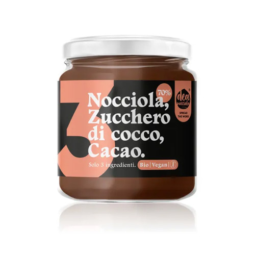 SOLO 3 INGREDIENTI-Crema con Nocciola 70%,zucchero di cocco, cacao